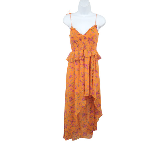 For Love & Lemons Women's Size Small Sleeveless Orange Floral Dress - Picture 3 of 11